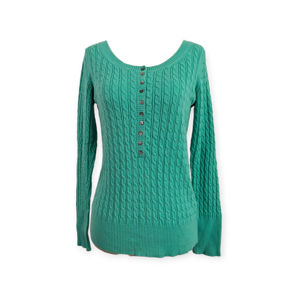 Eddie Bauer Women's Henley Scoop Neck Collar Sweater Sz S - Picture 1 of 10